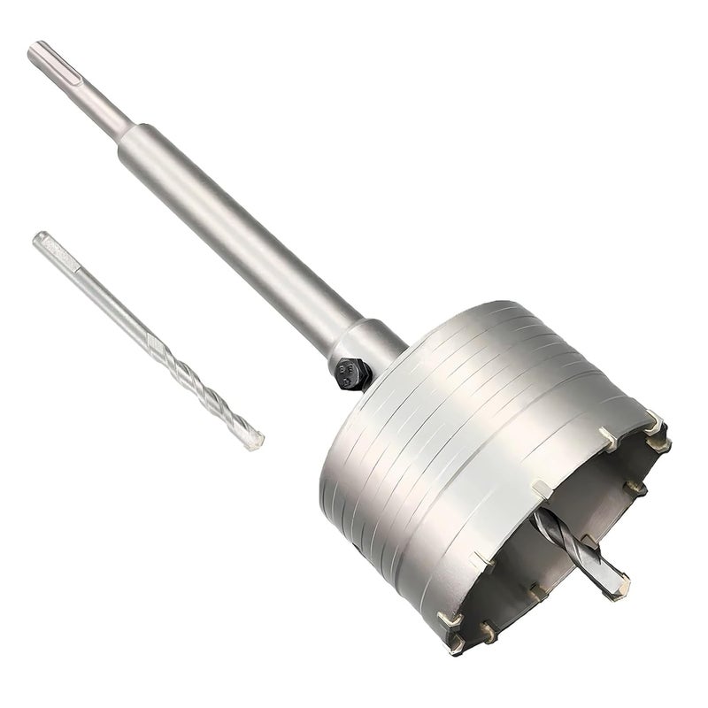 DKIBBITH 3-1/2" Concrete Hole Saw, 90mm Tungsten Steel Core Bit for Cinder Block, Brick, Rock, Plank Walls for Pipes or mini Split Lines, with SDS Plus Shank and 2 Center Positioning Drill Bits. - Image 1